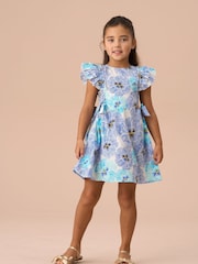 Angel & Rocket Blue Alessandra Side Bow Shirred Panel Dress - Image 1 of 5