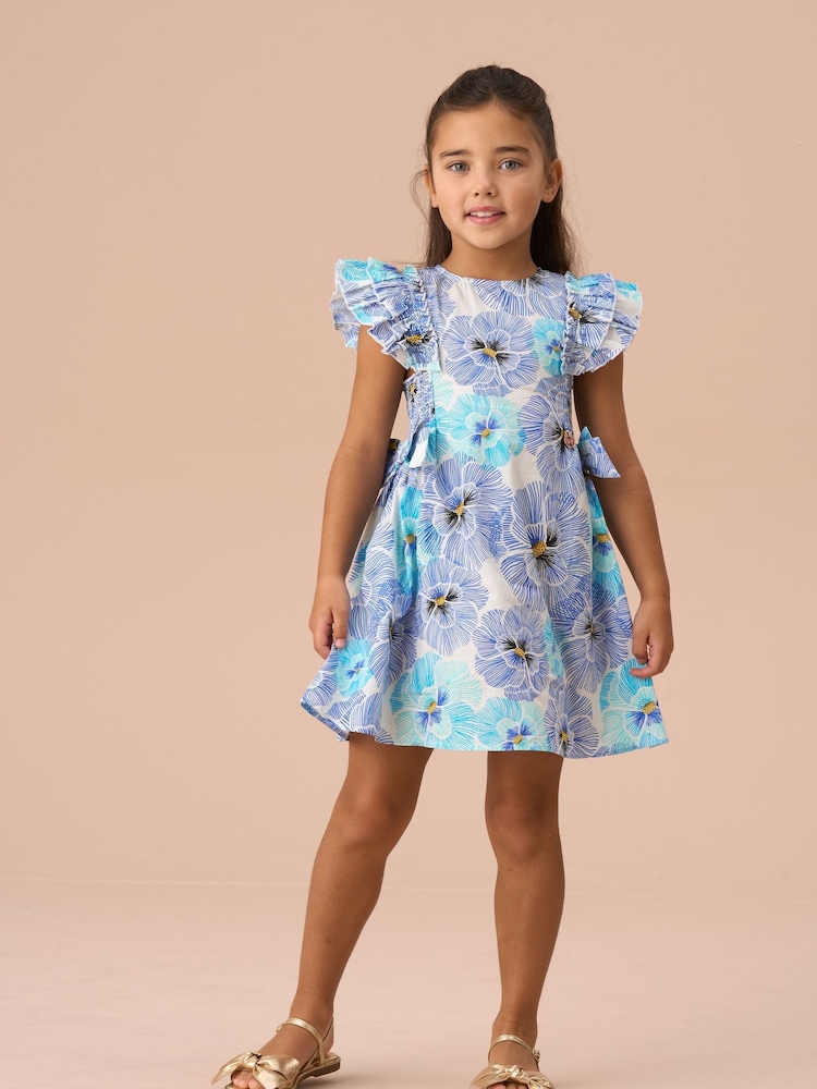 Angel & Rocket Blue Alessandra Side Bow Shirred Panel Dress - Image 1 of 5