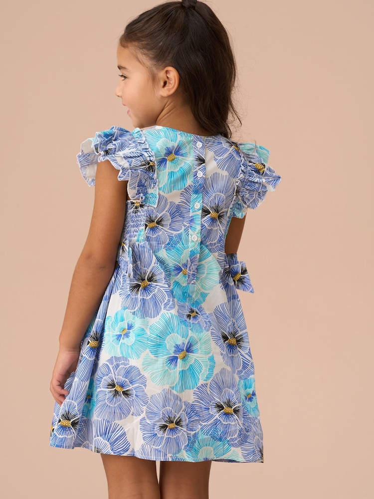 Angel & Rocket Blue Alessandra Side Bow Shirred Panel Dress - Image 2 of 5