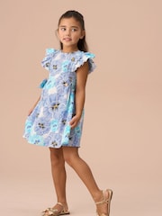 Angel & Rocket Blue Alessandra Side Bow Shirred Panel Dress - Image 4 of 5
