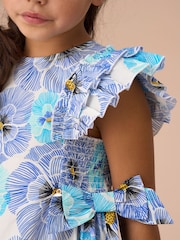 Angel & Rocket Blue Alessandra Side Bow Shirred Panel Dress - Image 5 of 5