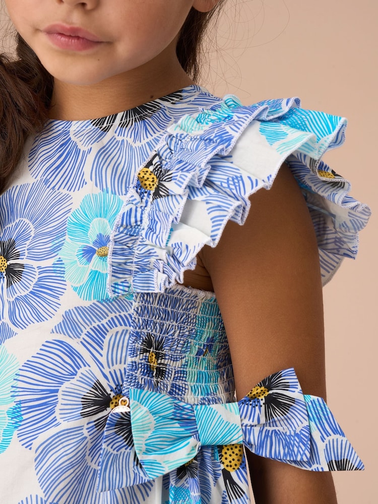 Angel & Rocket Blue Alessandra Side Bow Shirred Panel Dress - Image 5 of 5