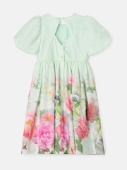 Angel & Rocket Green Anna Mint Border Print Puff Sleeve 100% Cotton Dress - Image 7 of 8