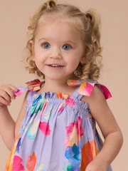 Angel & Rocket Purple Minnie Multi Floral Print Bow Shoulder Tunic And Bloomer Set - Image 3 of 6