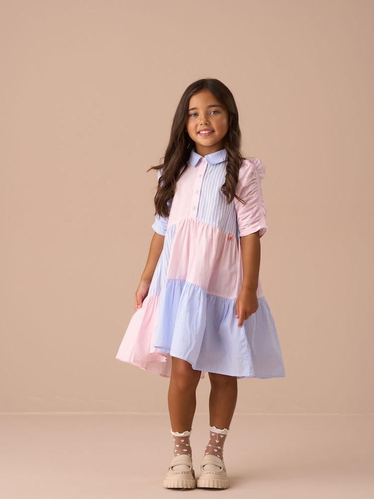 Angel & Rocket Blue Frankie Mix Stripe Shirt Dress - Image 1 of 6