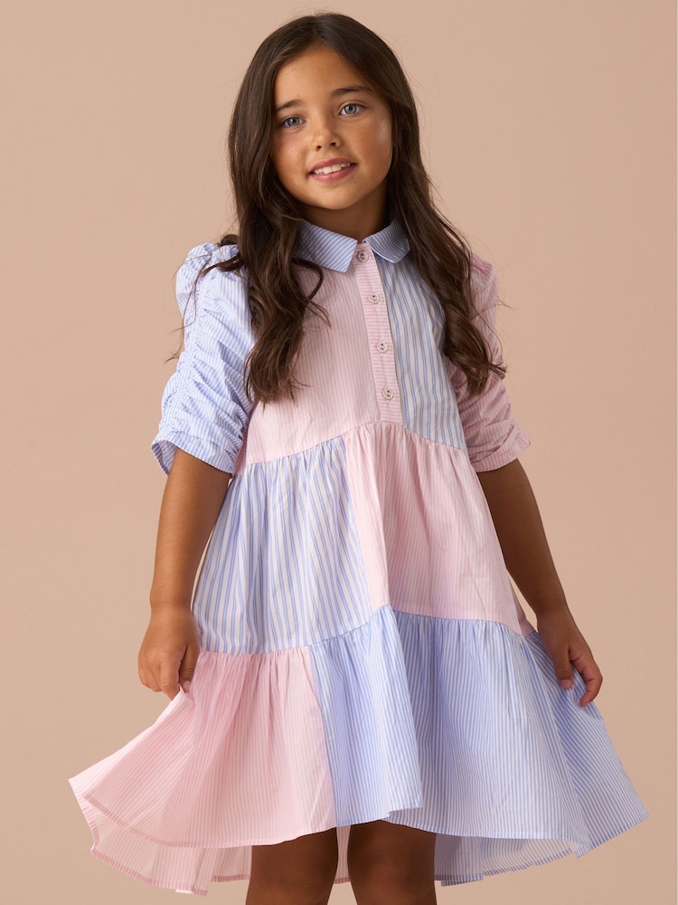 Angel & Rocket Blue Frankie Mix Stripe Shirt Dress - Image 2 of 6