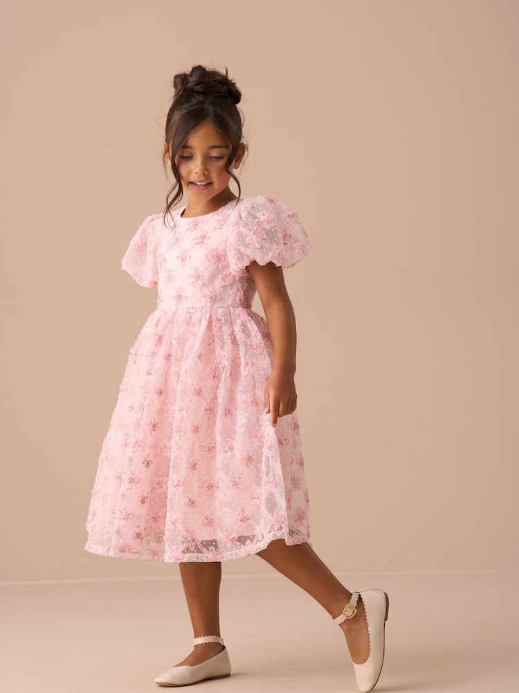 Angel & Rocket Pink Ines Purple Embellished Puff Sleeve Dress - Image 1 of 15
