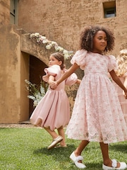Angel & Rocket Pink Ines Purple Embellished Puff Sleeve Dress - Image 2 of 15