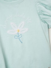 Angel & Rocket Blue Daisy Pleat Sleeve Top - Image 6 of 6