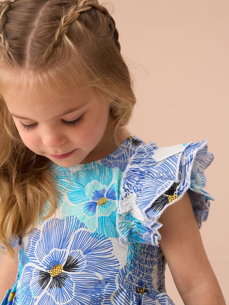 Angel & Rocket Alessandra Pansy Print set van 100% katoenen jurk met strik aan de zijkant en bloomer - Image 4 of 7