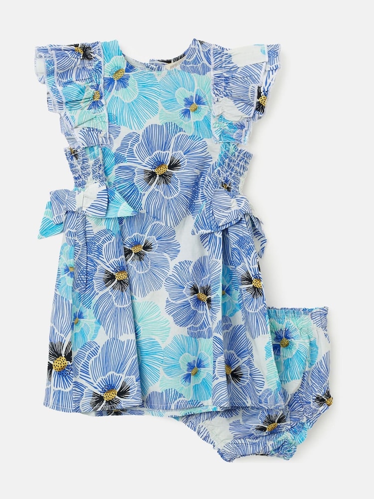 Angel & Rocket Alessandra Pansy Print set van 100% katoenen jurk met strik aan de zijkant en bloomer - Image 5 of 7