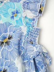 Angel & Rocket Blue Alessandra Pansy Print Tie Side 100% Cotton Dress And Bloomer Set - Image 7 of 7