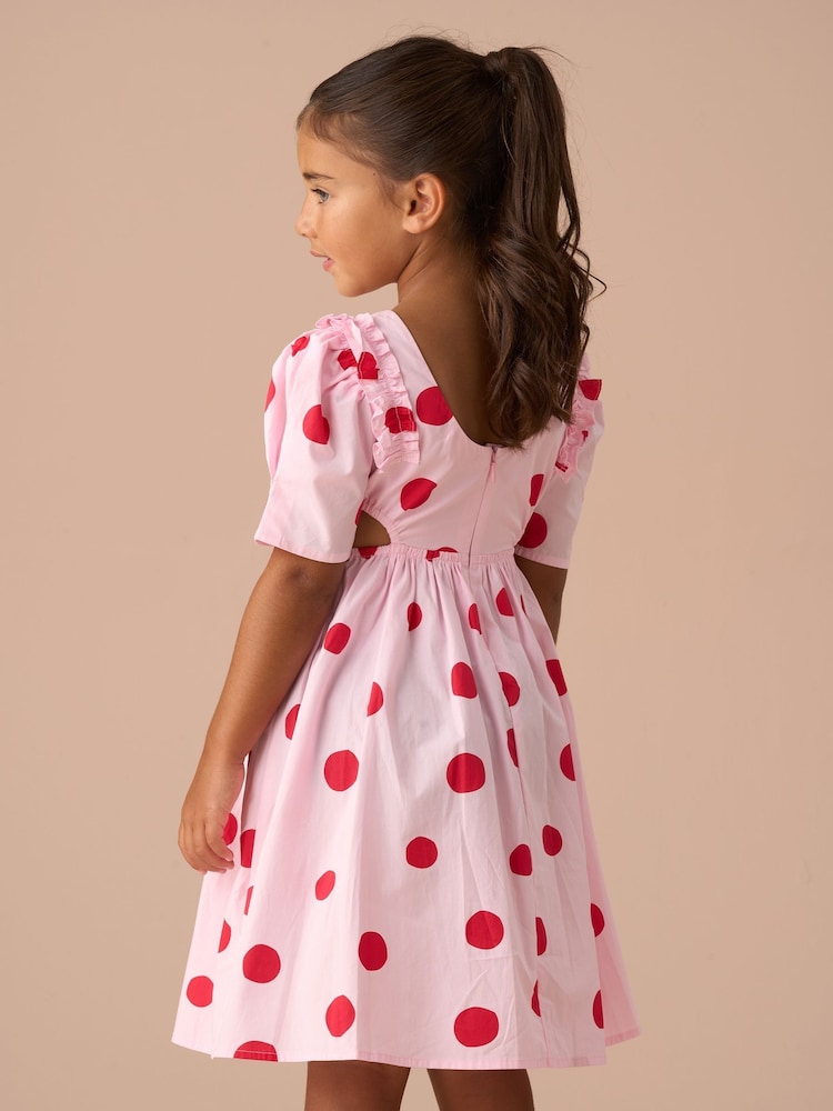 Angel & Rocket Pink Spotty Bubble Hem Dress - Image 2 of 7