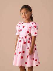 Angel & Rocket Pink Spotty Bubble Hem Dress - Image 3 of 7