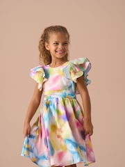 Angel & Rocket Pink Anna Multi Ruffle Sleeve Print Dress - Image 1 of 7