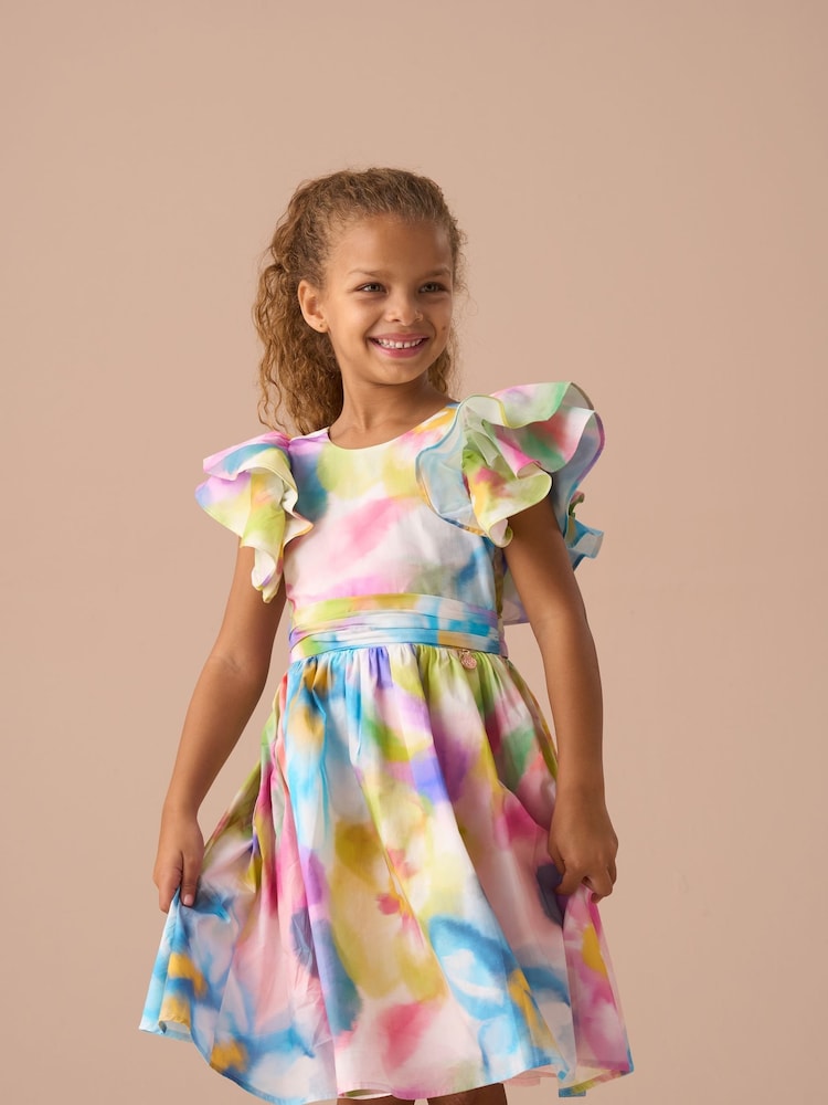 Angel & Rocket Pink Anna Multi Ruffle Sleeve Print Dress - Image 1 of 7