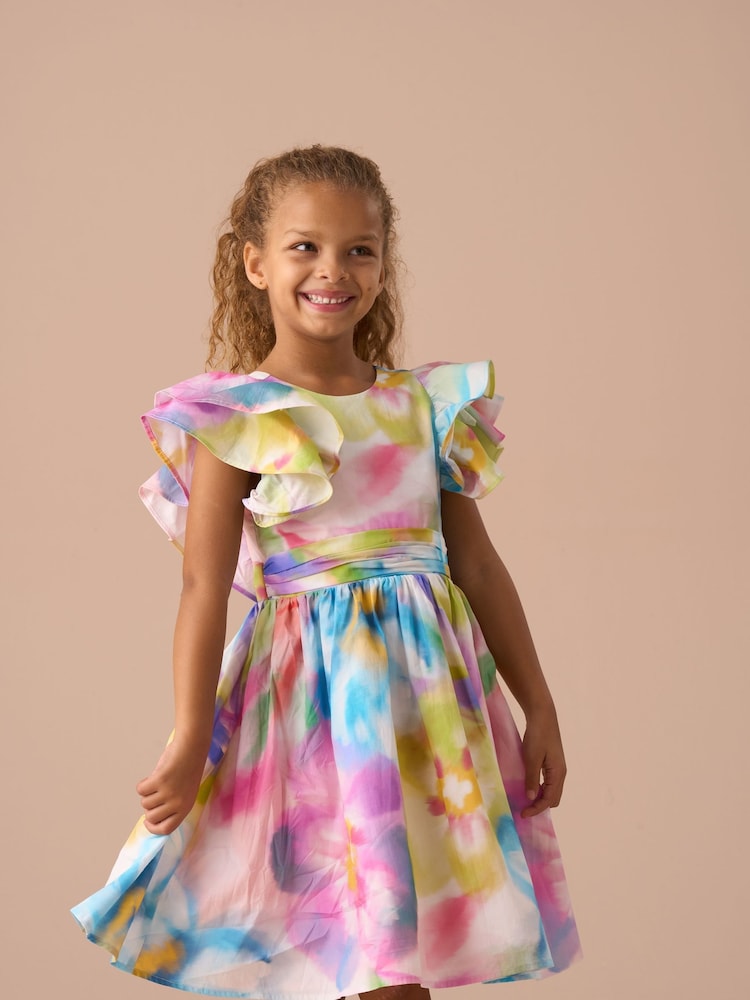 Angel & Rocket Pink Anna Multi Ruffle Sleeve Print Dress - Image 2 of 7