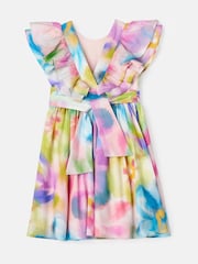 Angel & Rocket Pink Anna Multi Ruffle Sleeve Print Dress - Image 6 of 7