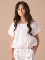 Angel & Rocket Michela White Bubble Hem Top - Image 1 of 7