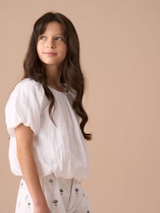 Angel & Rocket Michela White Bubble Hem Top - Image 3 of 7