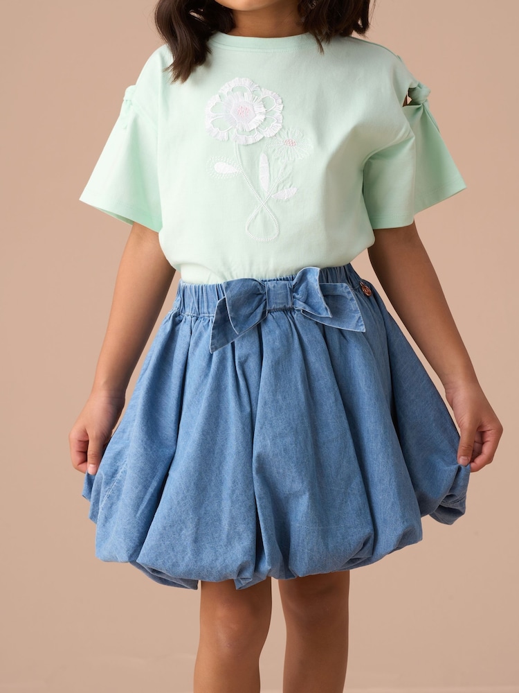Angel & Rocket Annie Blue Bubble Hem Denim Skirt - Image 1 of 7