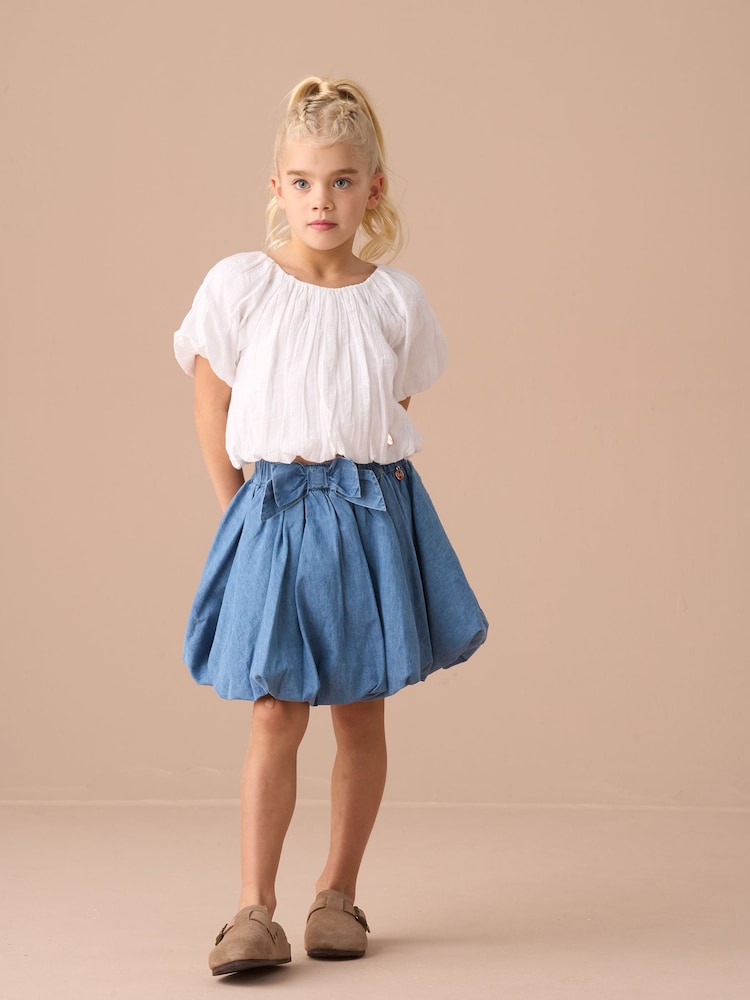 Angel & Rocket Annie Blue Bubble Hem Denim Skirt - Image 4 of 7