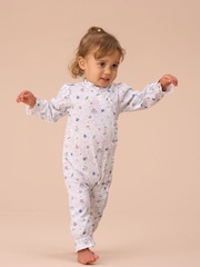 Angel & Rocket Blue Fleur Water Colour Print Frill Babygrow and Headband Set - Image 1 of 6