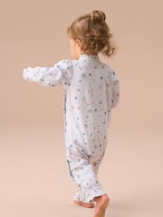 Angel & Rocket Blue Fleur Water Colour Print Frill Babygrow and Headband Set - Image 2 of 6