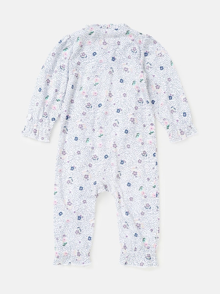 Angel & Rocket Blue Fleur Water Colour Print Frill Babygrow and Headband Set - Image 5 of 6