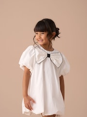Angel & Rocket Nadia White Bubble Hem Bow Dress - Image 1 of 7