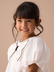 Angel & Rocket Nadia White Bubble Hem Bow Dress - Image 4 of 7