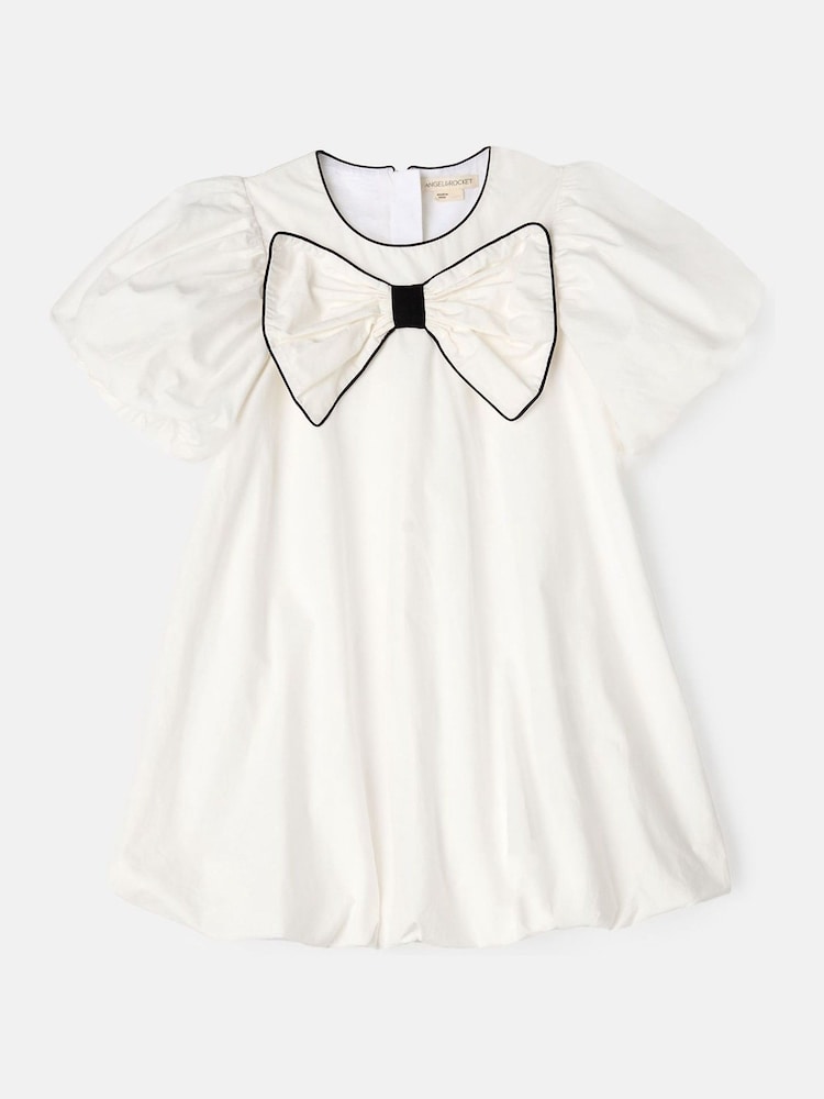 Angel & Rocket Nadia White Bubble Hem Bow Dress - Image 5 of 7