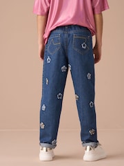 Angel & Rocket Blue Mollie Blue Star Applique Barrel Fit 100% Cotton Jeans - Image 4 of 8
