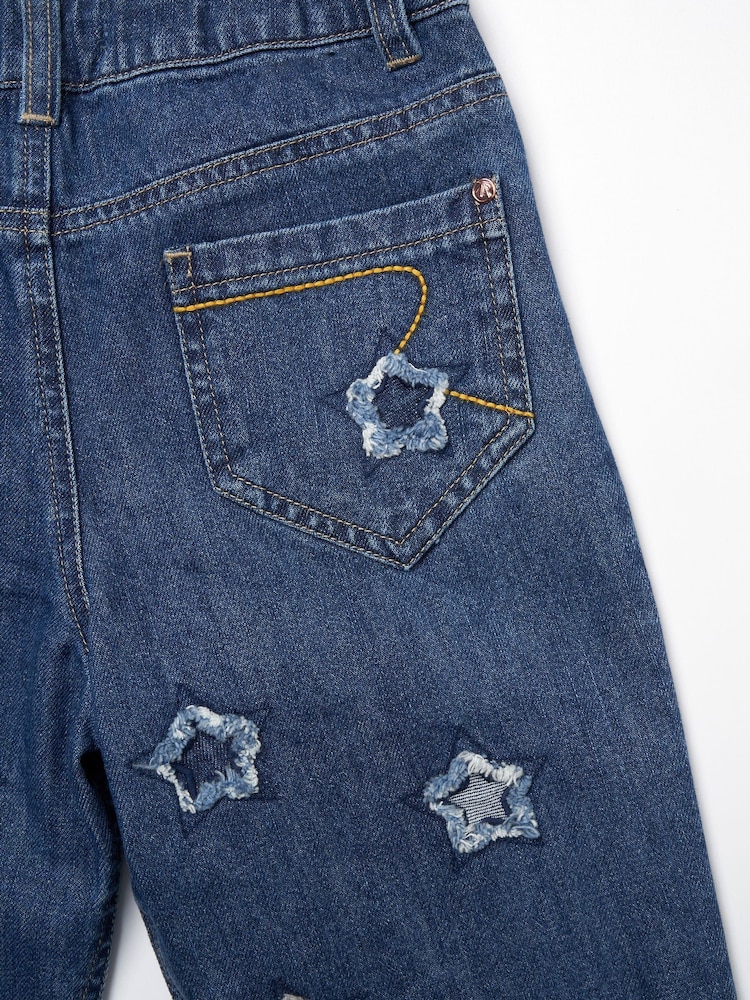 Angel & Rocket Blue Mollie Blue Star Applique Barrel Fit 100% Cotton Jeans - Image 8 of 8