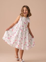 Angel & Rocket White Giana Bow Shoulder Print Dress - Image 2 of 7