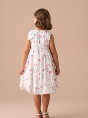 Angel & Rocket White Giana Bow Shoulder Print Dress - Image 3 of 7