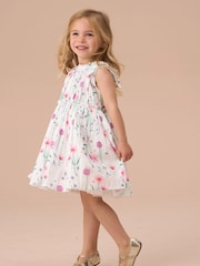 Angel & Rocket White Giana Multi Watercolour Floral Print Dress And Bloomer Set - Image 2 of 5