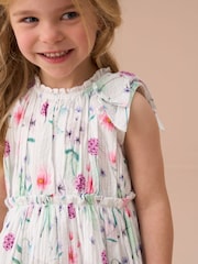 Angel & Rocket White Giana Multi Watercolour Floral Print Dress And Bloomer Set - Image 5 of 5