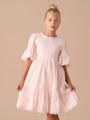 Angel & Rocket Pink 100% Cotton Natalia 3D Flower Dress - Image 1 of 8