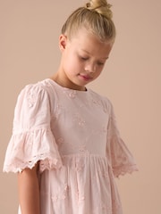 Angel & Rocket Pink 100% Cotton Natalia 3D Flower Dress - Image 3 of 8