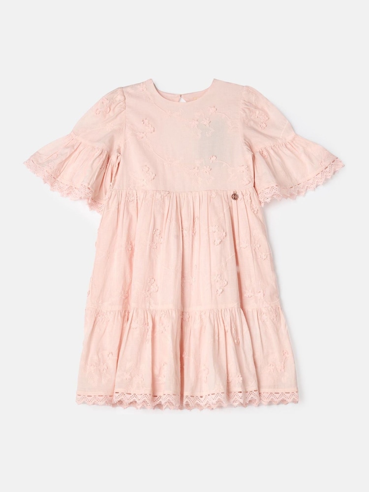 Angel & Rocket Pink 100% Cotton Natalia 3D Flower Dress - Image 7 of 8