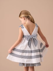 Angel & Rocket White Avery Pannelled 100% Cotton Tie Shoulder Dress - Image 3 of 5