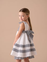 Angel & Rocket White Avery Pannelled 100% Cotton Tie Shoulder Dress - Image 4 of 5
