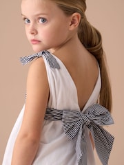 Angel & Rocket White Avery Pannelled 100% Cotton Tie Shoulder Dress - Image 5 of 5