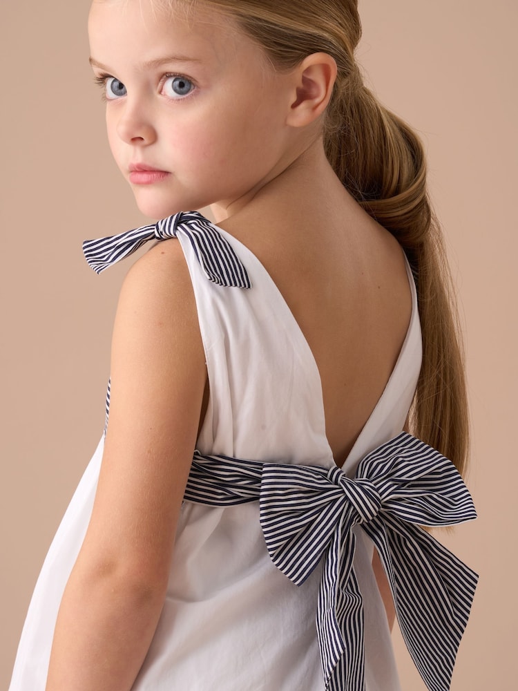 Angel & Rocket White Avery Pannelled 100% Cotton Tie Shoulder Dress - Image 5 of 5