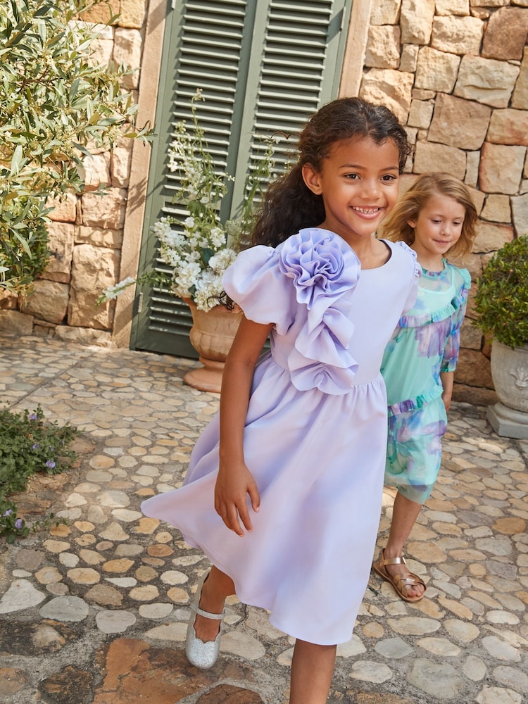 Angel & Rocket Purple Lourdes Corsage Waist Dress - Image 1 of 14