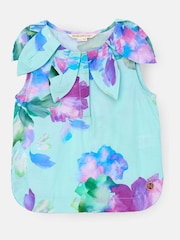 Angel & Rocket Green Margaux Ivory Petal Collar 100% Cotton Top - Image 10 of 12