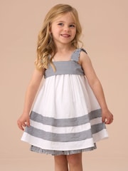 Angel & Rocket White Avery Stripe Panel Dress With Bloomer Set - Image 1 of 7