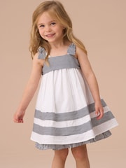Angel & Rocket White Avery Stripe Panel Dress With Bloomer Set - Image 4 of 7