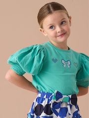 أخضر - Angel & Rocket Agatha Heart Print Rib T-Shirt - صورة 1 من 7